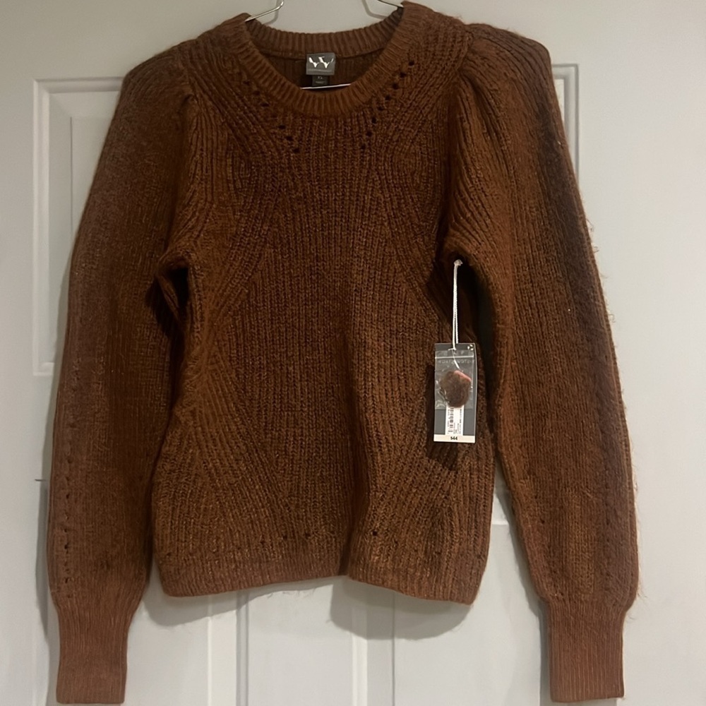 Worthington Tortoise Brown Crew Neck Ribbed Knit Sweater. Size XSmall